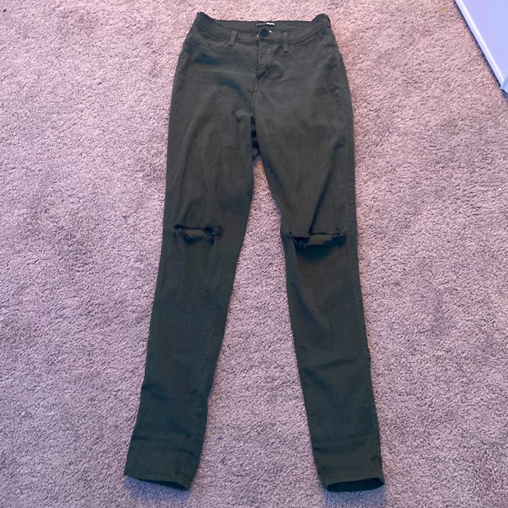 Stretchy green jeans